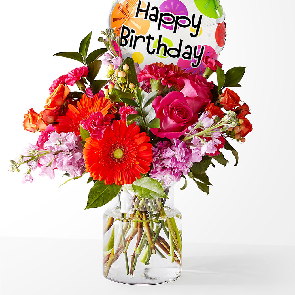 Fiesta Bouquet with Birthday Balloon – D & L FLORIST & GIFTS LLC, Houston MO