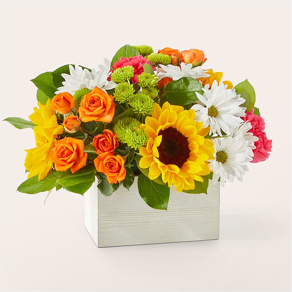 Sun-drenched Blooms Box Bouquet – D & L FLORIST & GIFTS LLC, Houston MO