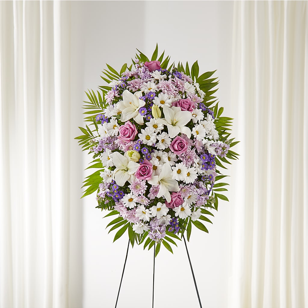 Surrounded by Love Standing Spray – D & L FLORIST & GIFTS LLC, Houston MO