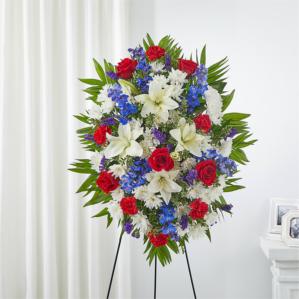 Cherished Service Standing Spray – D & L FLORIST & GIFTS LLC, Houston MO