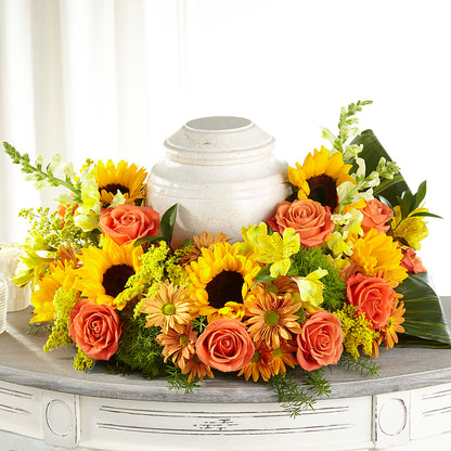 Faithful Sunflower Cremation Adornment – D & L FLORIST & GIFTS LLC, Houston MO