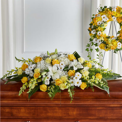 Golden Harmony Casket Spray – D & L FLORIST & GIFTS LLC, Houston MO